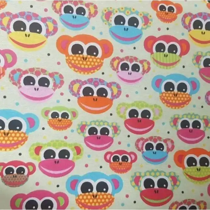 Ottoman Baumwollstoff Affenmuster Multi 140cm Nur Für Kurze Zeit