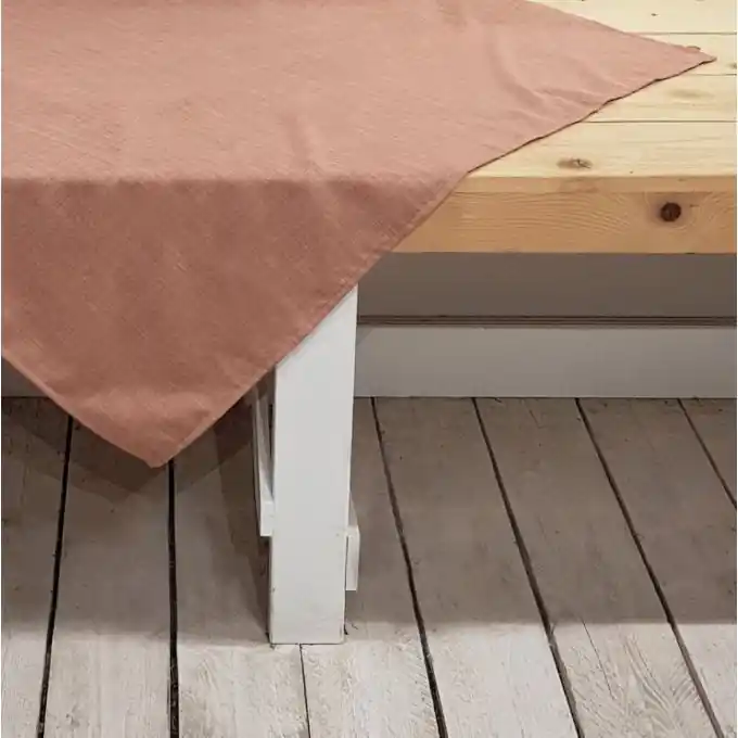 Tischdecke mit fleckenabweisendem Leinen-Look in Rosé-Blush, 135x135cm Neuheit