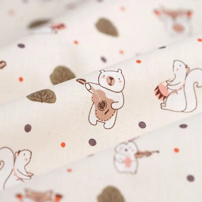 Cretonne Bio Bären Musiker Ecru Preisreduziert