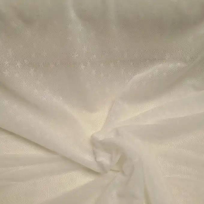 Top-Preis Französischer Tüllstoff Stretch weich kleine Sterne weiß