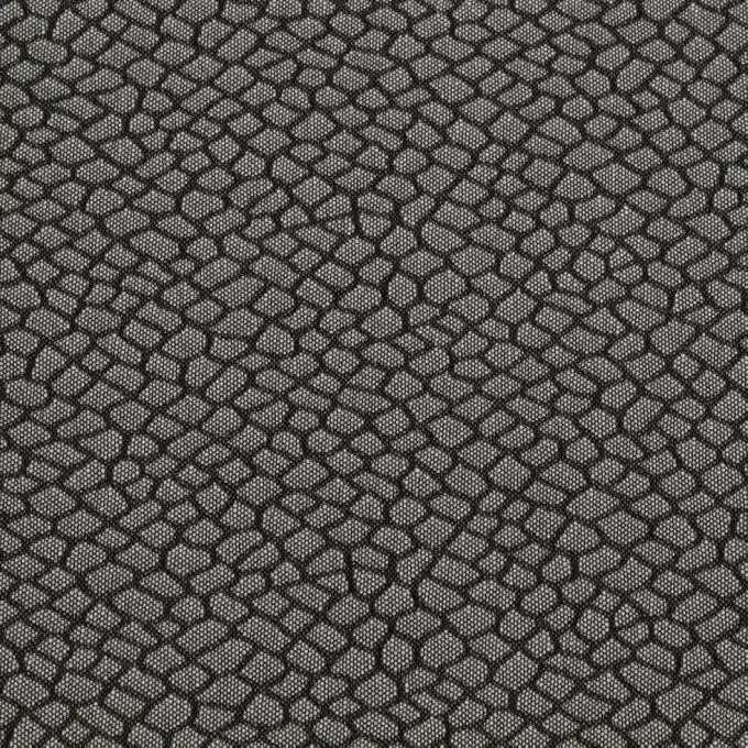 Neu Französischer Tüllstoff Stretch Schuppenmuster Schwarz