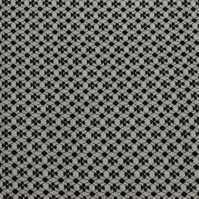 Billig Französischer Tüllstoff Mini Fleurettes schwarz