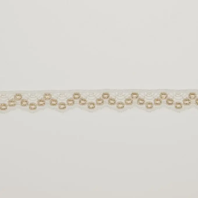 Mega-Angebot Stretch-Spitze Feston 2cm rund metallisiert gold weiß