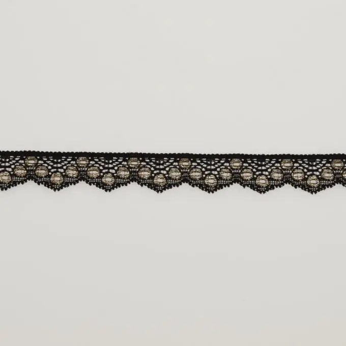 Exklusiv Stretch-Spitze Feston 2cm rund metallisiert gold schwarz