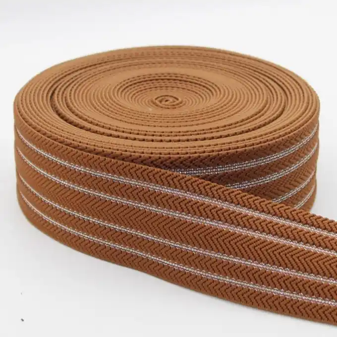 Gummiband Fischkrätenmuster Braun Lurex Silbern 50 mm Must-Have