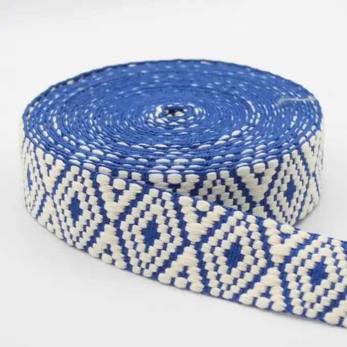 Begrenztes Angebot Gurtband Baumwolle Rauten 38 mm Himmelblau