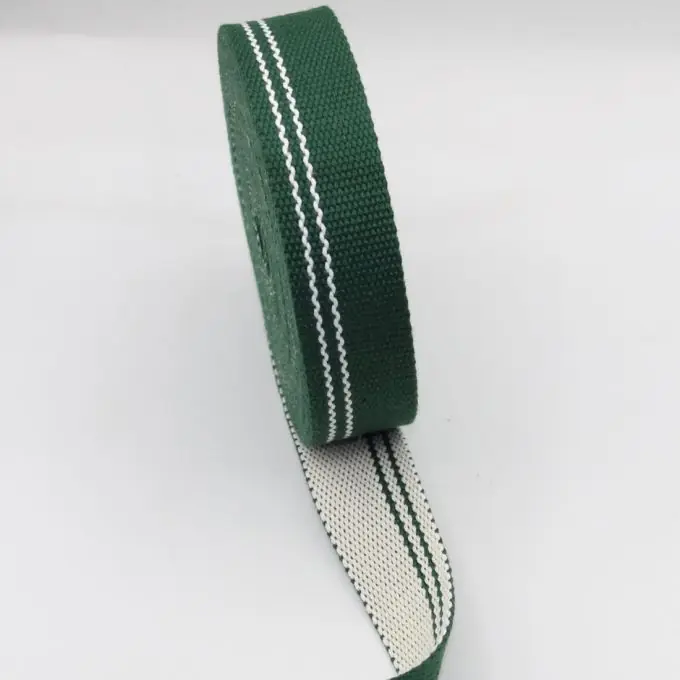 Gurt Baumwolle beidseitig Wellenmotiv 30 mm grün weiß Direktkauf