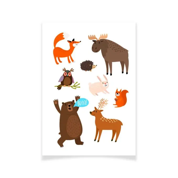 Ensemble Textile Tattoo Tiere des Waldes Kostenloser Versand