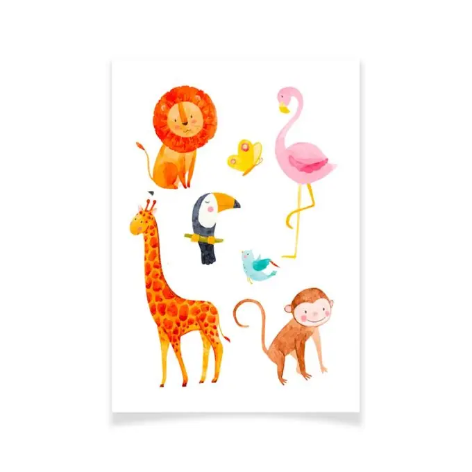 Meistverkauft Ensemble Textile Tattoo Dschungeltiere aquarell