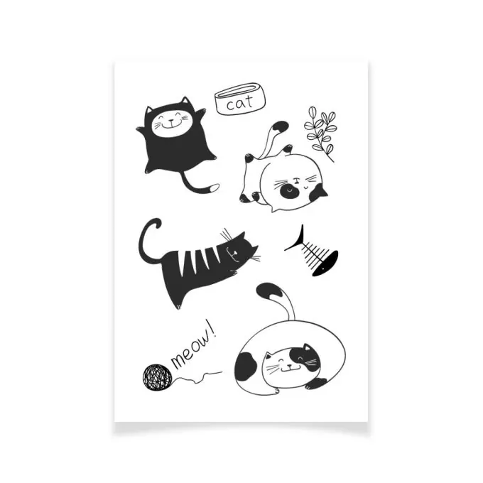 Ensemble Textile Tattoo Katzen schwarz weiß Aktuell