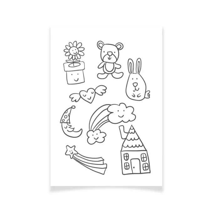 Ensemble Textile Tattoo Kinderzeichnungen Handgefertigt