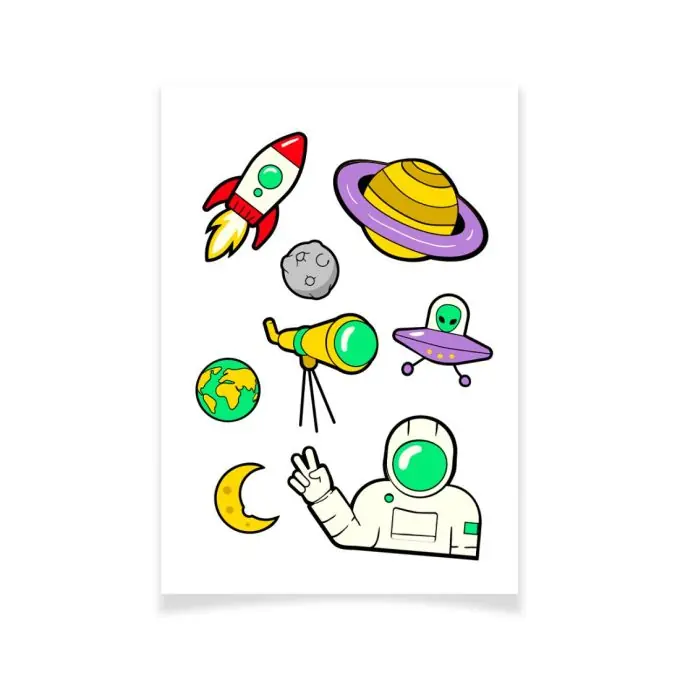 Im Trend Ensemble Textile Tattoo doodle Weltall