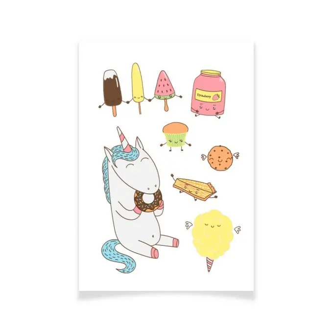 Ensemble Textile Tattoo Einhorn mit Süßigkeiten Geprüft