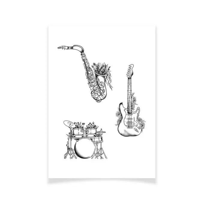 Ensemble Textile Tattoo Musik Blumen Beliebt