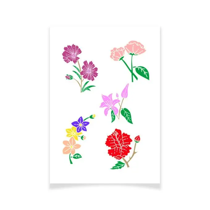 Preis Gesenkt Ensemble Textile Tattoo bunte Blumen