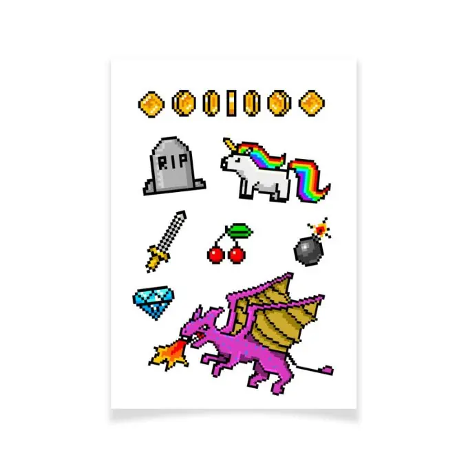 Ensemble Textile Tattoo Pixel Art Einhorn Ausverkauf