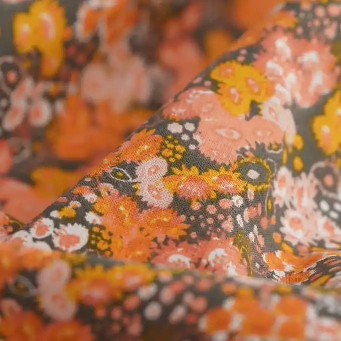 Jetzt Zugreifen Cretonne-Stoff Gänseblümchen rosa khaki