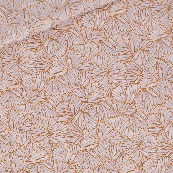 Viskose-Popeline „Petal Wings“ Blumenmuster Ocker 140cm – See You At Six Zertifiziert