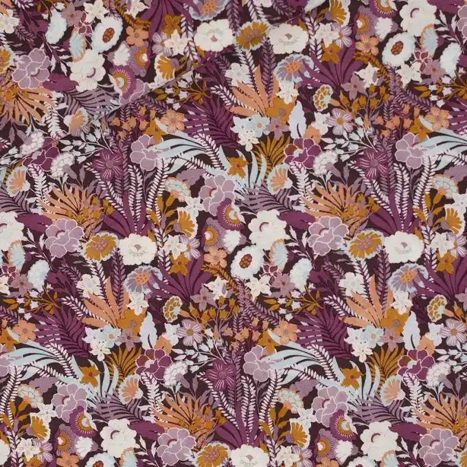 Popeline Viskose „Flower Wealth“ Lila Blumen 140cm – See You At Six Neu