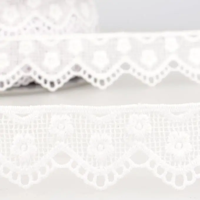 Mega-Angebot Band aus Guipurespitze Blumen weiß 30 mm