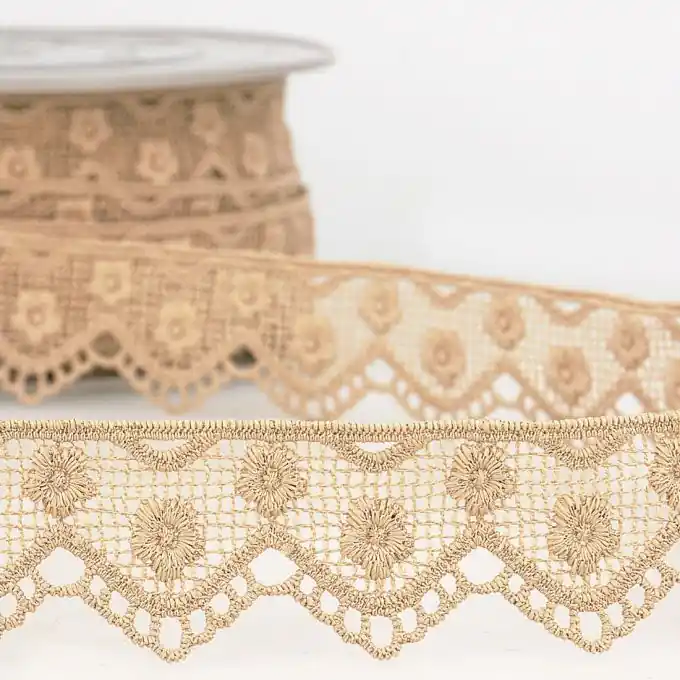 Jetzt Zugreifen Band aus Guipurespitze Blumen beige 30 mm