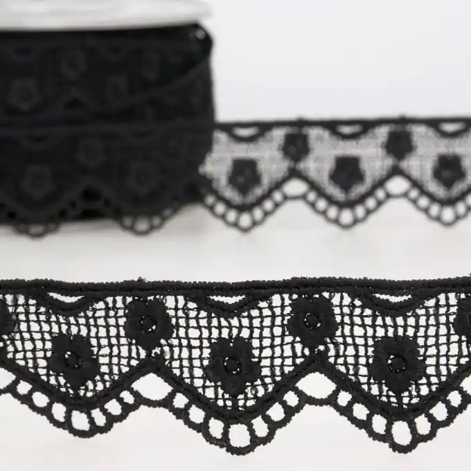 Band aus Guipurespitze Blumen schwarz 30 mm Kracherpreis