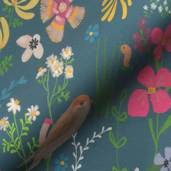 Outdorrstoff Digitalprint Blumen Bunt Kostenloser Rückversand