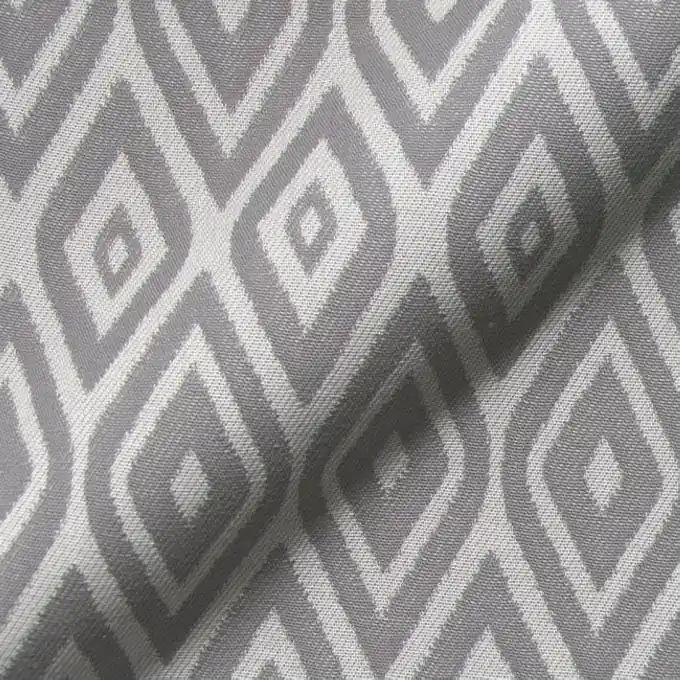 Bestpreis Outdoorstoff Jacquard wendbar Ikat Rauten Grau/Weiß