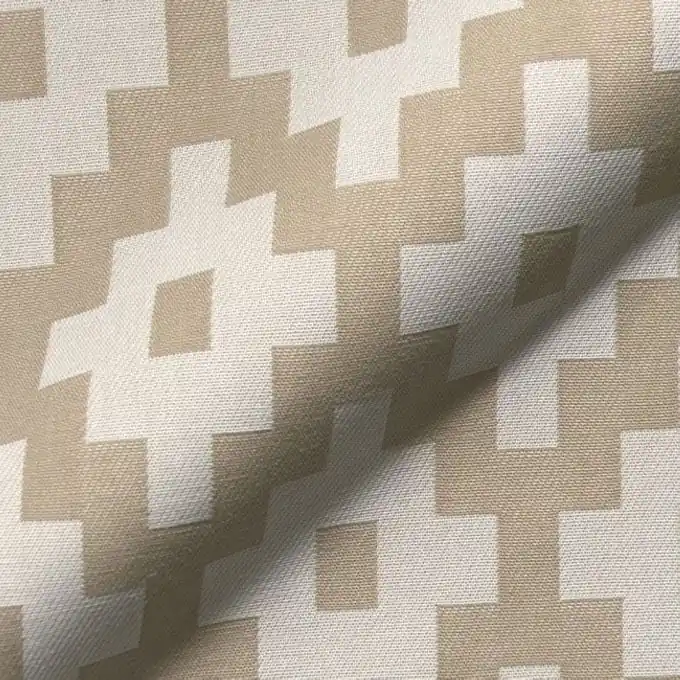 Premium Outdoorstoff Jacquard wendbar Aztec Beige/Weiß