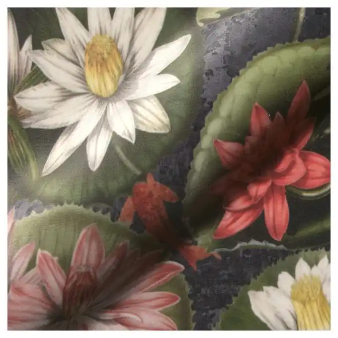 Wochenendangebot Samtstoff Seerosen Bunt