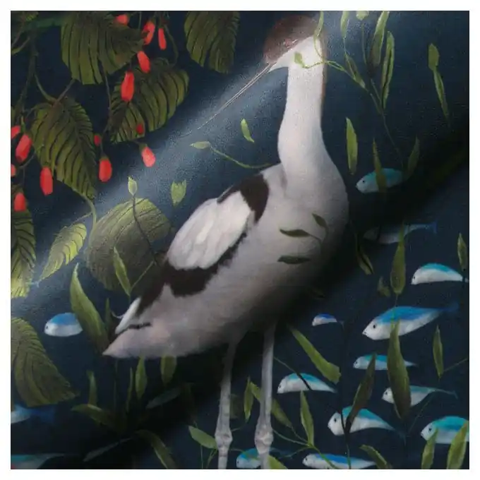 Samtstoff Reiher Blau Jetzt Zugreifen