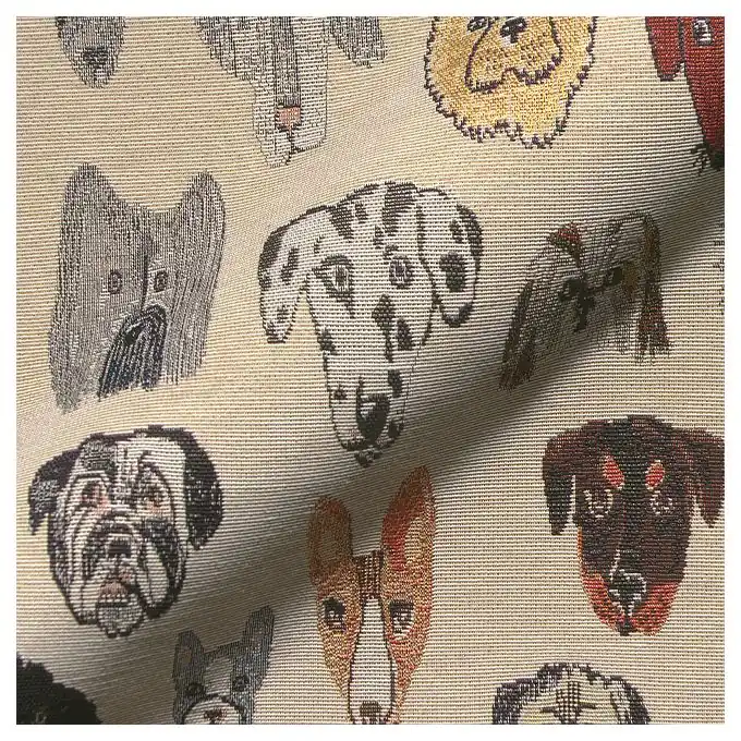 Super-Preis Jacquard Gobelin Hundekopf Ecru
