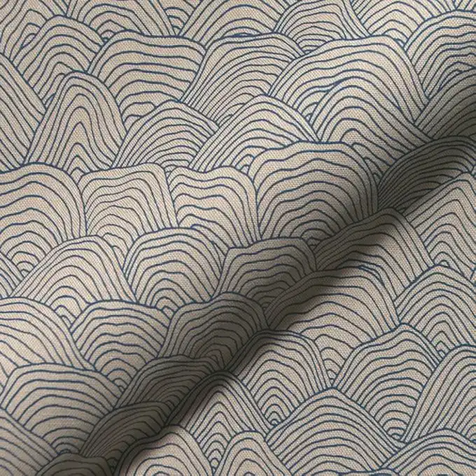 Dekostoff Linenlook Wellen Entenblau/Ecru Kostenloser Versand