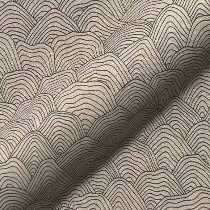 Dekostoff Linenlook Wellen Schwarz/Ecru Billig