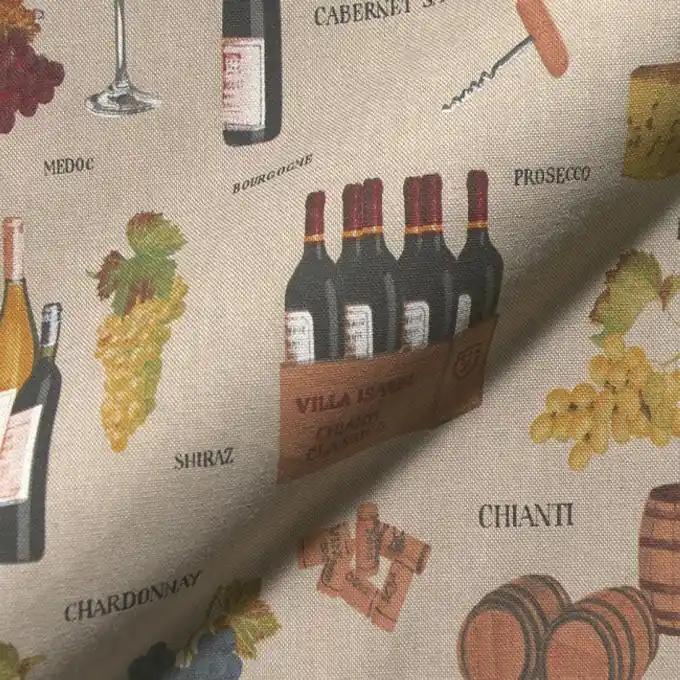 Hochwertig Dekostoff Linenlook Weinrebe Ecru