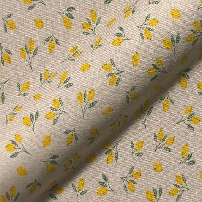 Kracherpreis Dekostoff Linenlook Zitronen Gelb/Ecru