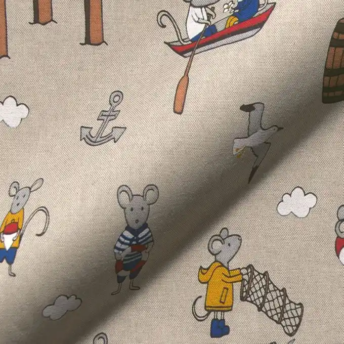 Sonderaktion Dekostoff Linenlook Maus Ecru