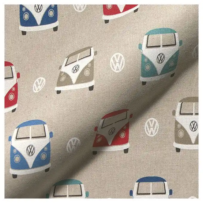 Super-Preis Dekostoff Linenlook VW Kombi Ecru