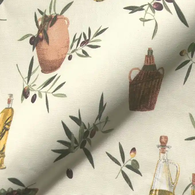 Stoff Halbpanama Premium Olivenöl Ecru Geld-Zurück-Garantie