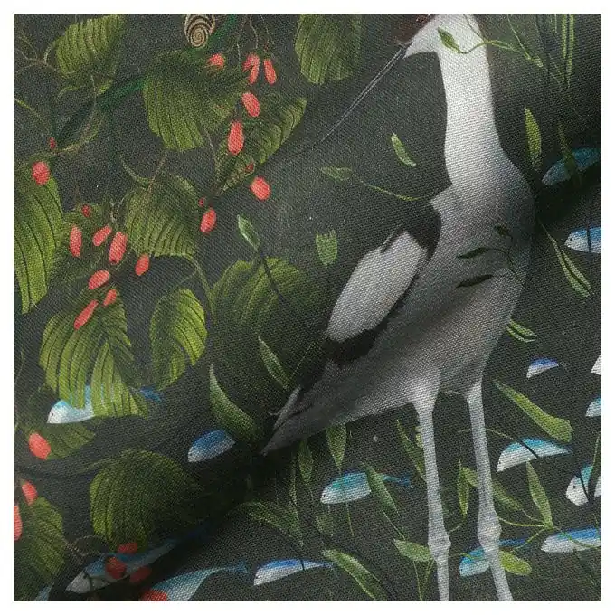 Stoff Halbpanama Reiher Schwarz Heißes Angebot