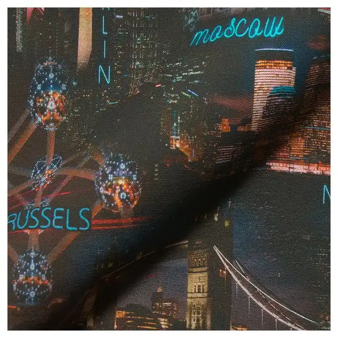 Stoff Halbpanama paris bei Nacht Schwarz Neuheit