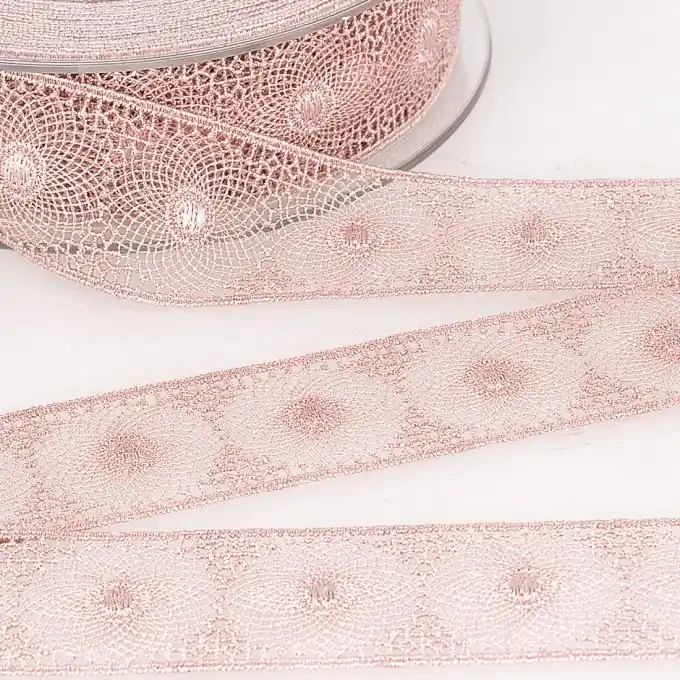 Besticktes Band Tüll rosa Wochenendangebot