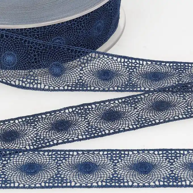 Besticktes Band Tüll marineblau Preiswert