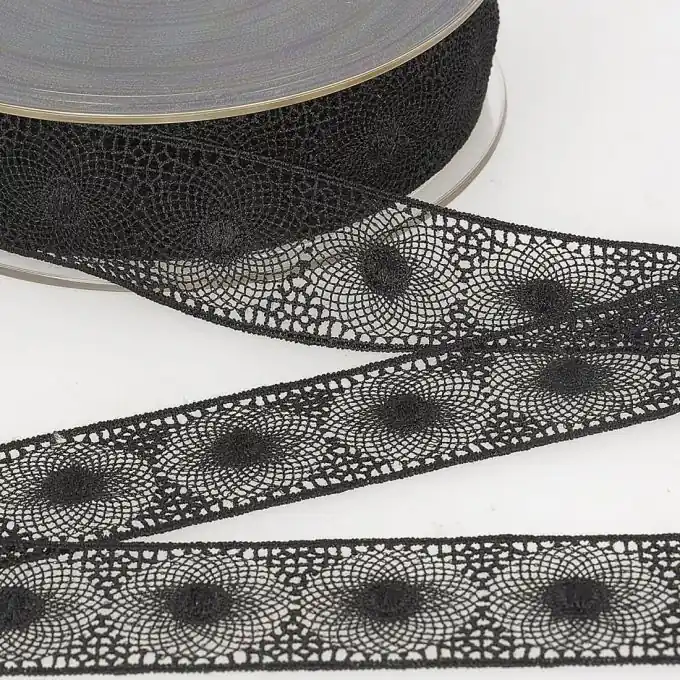 Nur Heute Besticktes Band Tüll schwarz