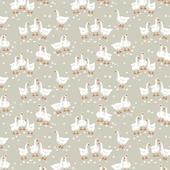 Beschichteter Baumwollstoff Gänse Grau Günstig