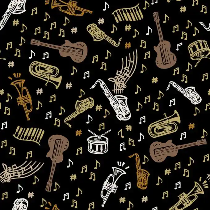 Begrenztes Angebot Cretonne Musikinstrumente Schwarz