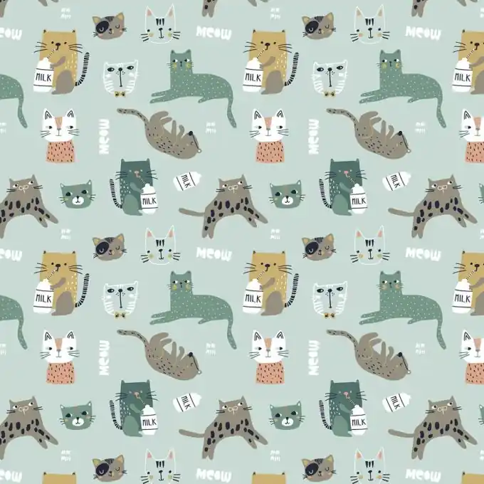 Cretonne Katzen Aquablau Geprüft