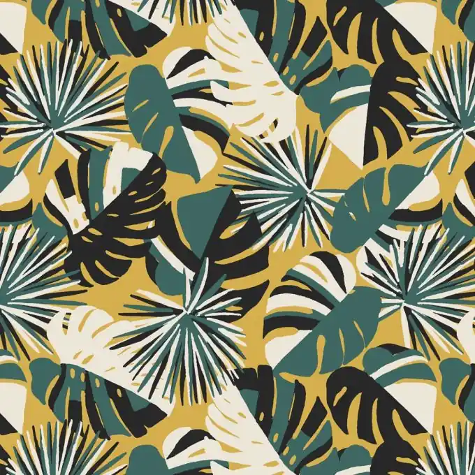 Preiswert Cretonne Palmen Gelb
