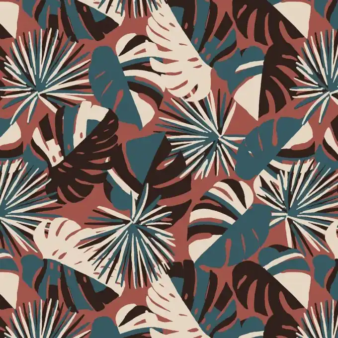 Cretonne Palmen Rot Top-Qualität