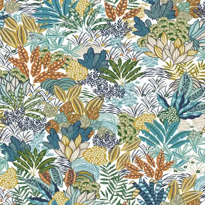 Billig Baumwollstoff Wasserpflanzen Türkis